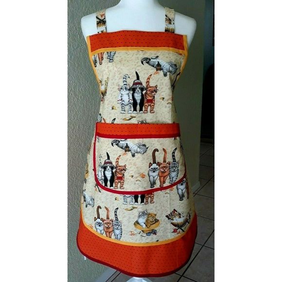 Women's Apron Handmade "Kittens on the Beach" - Picture 5 of 6